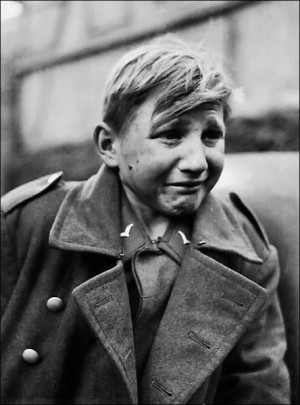 WW2 German boy soldier in tears