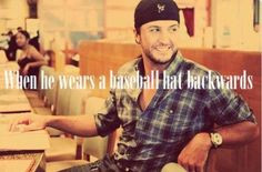 wears a baseball hat backwards #lukebryan More