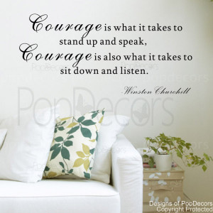 Courage is what is takes to stand up and speak-words and letters quote ...