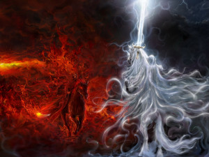 Fantasy - Battle Good Vs Evil Angel Demons Horse Sword Lightning Flame ...