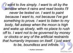 want to live simply author unknown