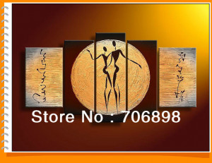 Framed 5 Panels 100% Handpanted Large Dance Quotes Oil Painting Wall ...