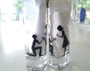 set of 2 shot glass custom hand pai nted weddings valentines day ...