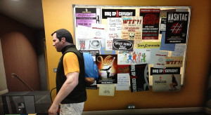 There's a bulletin board for employees to share events. Here we can ...