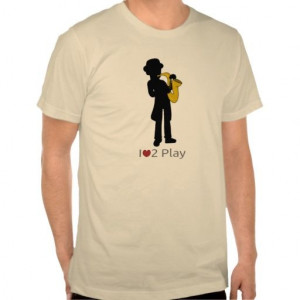 shirt with illustration of saxophone player