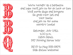 bbq party invitation. Western BBQ Party