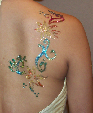 Pretty Shoulder Glitter Tattoo Design for Women