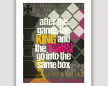 KING and the PAWN, typographic quote print, wall art, chess game quote ...