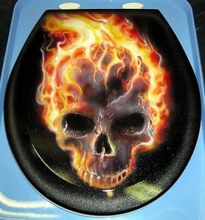 Flaming Skull Custom Toilet...