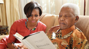 ... Obama visits former president Nelson Mandela at his home in Houghton