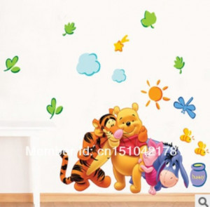 Children Home Cute Bear & Tiger Pig Wall Decor Decals Sticker Quote ...