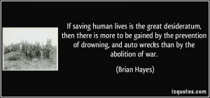 If saving human lives is the great desideratum, then there is more to ...