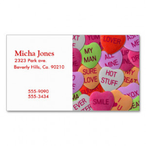 Candy Hearts With Sweet Sayings Business Card Template