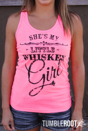 She's My Little Whiskey Girl - Neon Pink Tank top with black ink ...