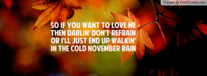 ... refrainor i'll just end up walkin'in the cold november rain , Pictures