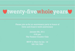 Aqua Twenty-Five Whole Years Anniversary Invitation