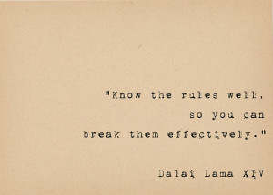 Dalai Lama Quote - Breaking Rules - Rebellious Political Art Print ...
