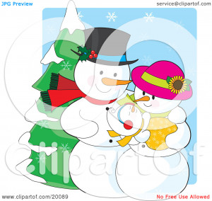 ... Snow-Woman-And-Snow-Baby-Standing-Outside-On-A-Snow-Winter-Day