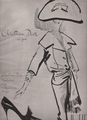 Gorgeous vintage Dior sketch. Love the clean lines & classic elegance ...