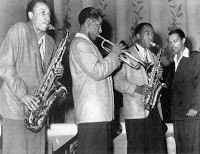 Billy Eckstine's band, Pittsburgh 1944, l. to r.: Thompson, Dizzy ...