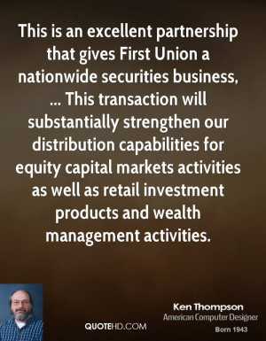 partnership that gives First Union a nationwide securities business ...