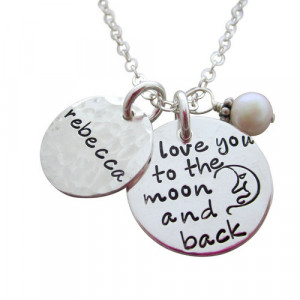 Love You to the Moon & Back with Name Disc Necklace