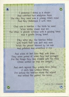 Teacher/Parent Poem More