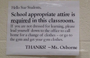 This sign is posted next to social studies teacher Courtney Osborne's ...
