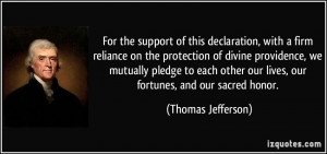 , with a firm reliance on the protection of divine providence ...