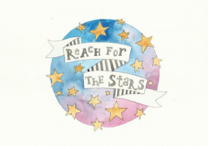 Reach For The Stars Quote Blue Pink Stars by FeatherAndSixpence, £22 ...