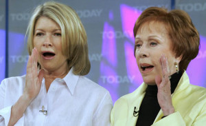 Carol Burnett, right, teaches her famous Tarzan yell to Martha Stewart ...