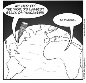 in this black and white cartoon representing the earth the