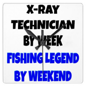 Fishing Legend X-Ray Technician Square Wallclock
