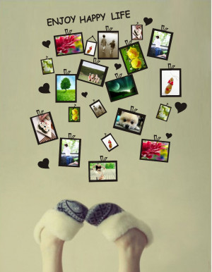 Multi-Photo-Frames-Wall-Stickers-Photo-Wallpaper-Enjoy-Happy-Life ...