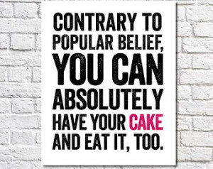 ... Quote Poster Kitchen Wall Sayings Home Decor Cake Print Black & White