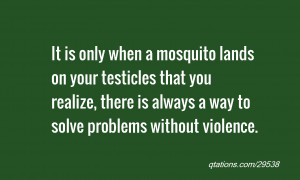 quote of the day: It is only when a mosquito lands on your testicles ...