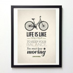 Life Quote typography poster - Life is like riding a bicycle - Retro ...