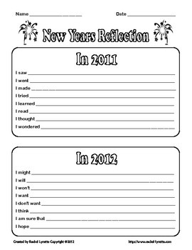 FREE New Years Reflection Printable!: Years Reflection, Classroom Fun ...