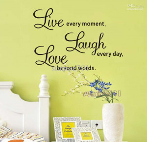 wall-025A (small black) live laugh love Quote Wall Stickers Home Decor ...