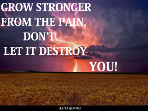 GROW STRONGER FROM THE PAIN, DON'T LET IT DESTROY YOU.