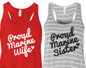 Custom Proud Marine Racerback Tank Top Shirt, Military Shirt for Wife ...