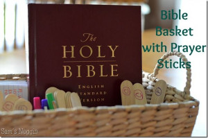 Bible Basket for your dinner table with prayer sticks, memory verses ...