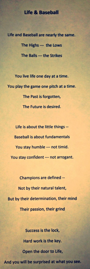 An original poem that relates life to baseball