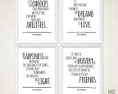 Albus Dumbledore 4 Quote Set, Happiness Quote, Typography Art Print ...