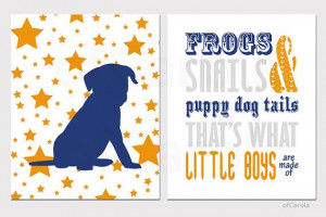Boys Wall Art Nursery Quote Frogs Snails Puppy Dog Tails - Print Set ...