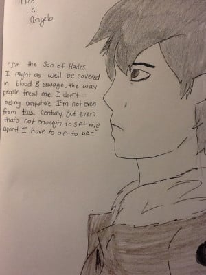 ... drew a picture of Nico di Angelo with a quote from The House of Hades