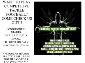 LV Ducks Youth Football Team Looking for Players & Cheerleaders