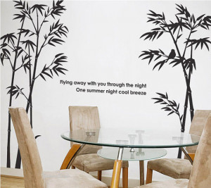 Flying Away with You Over The Night Bamboo Wall Sticker