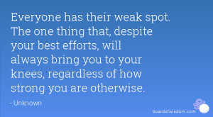 Everyone has their weak spot. The one thing that, despite your best ...