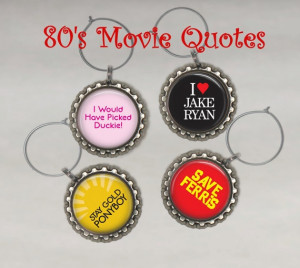 80s Movies Set of FOUR Drink Wine Charms